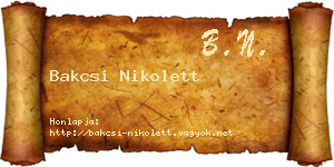 Bakcsi Nikolett névjegykártya